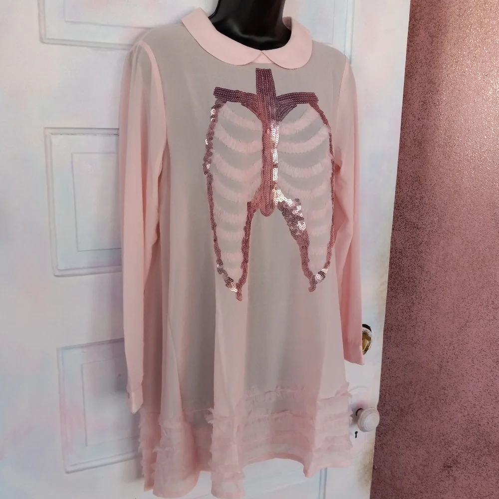 Iron fist sheer mesh undead babydoll dress! Kawaii goth! Nwt! Sold - Picture 2 of 7